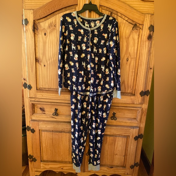 Cuddl Duds Intimates & Sleepwear Womens Cuddl Duds Blue Gray Dogs